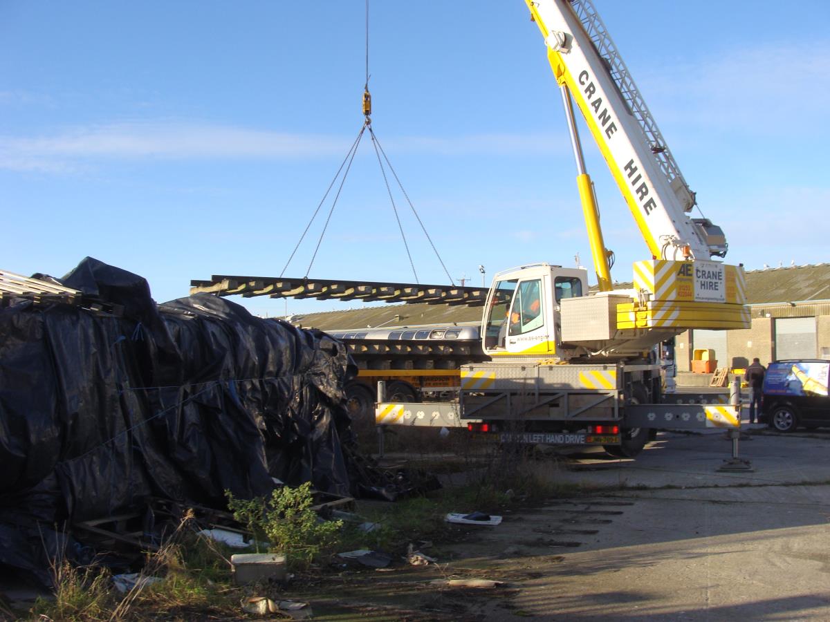 Loading the final rail via crane