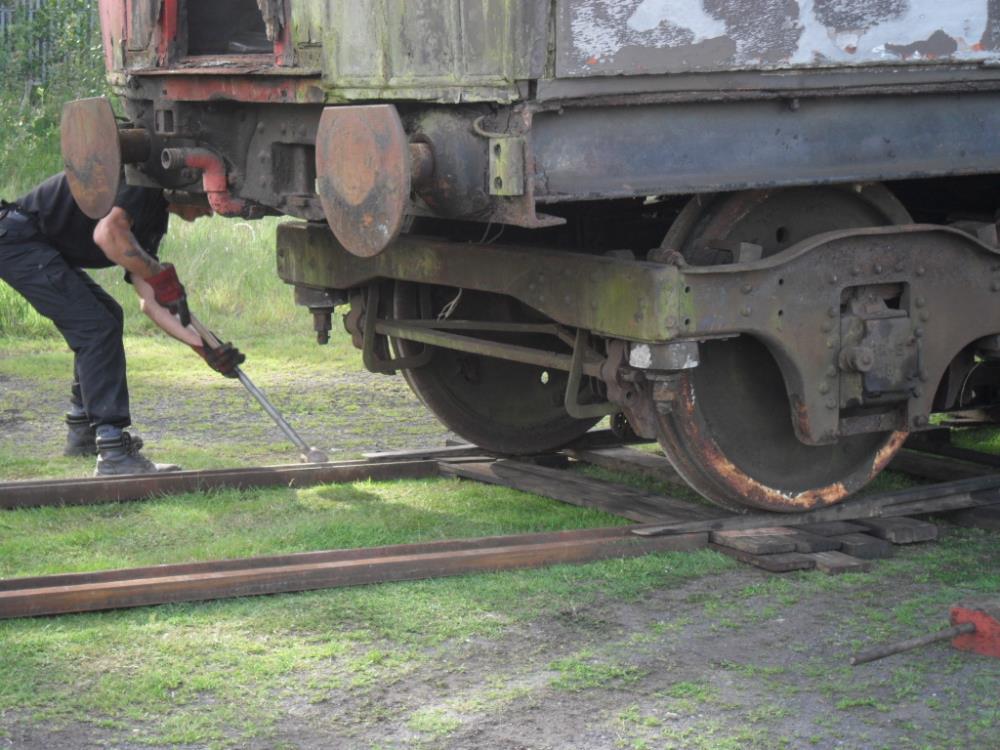 Rolling onto tracks.