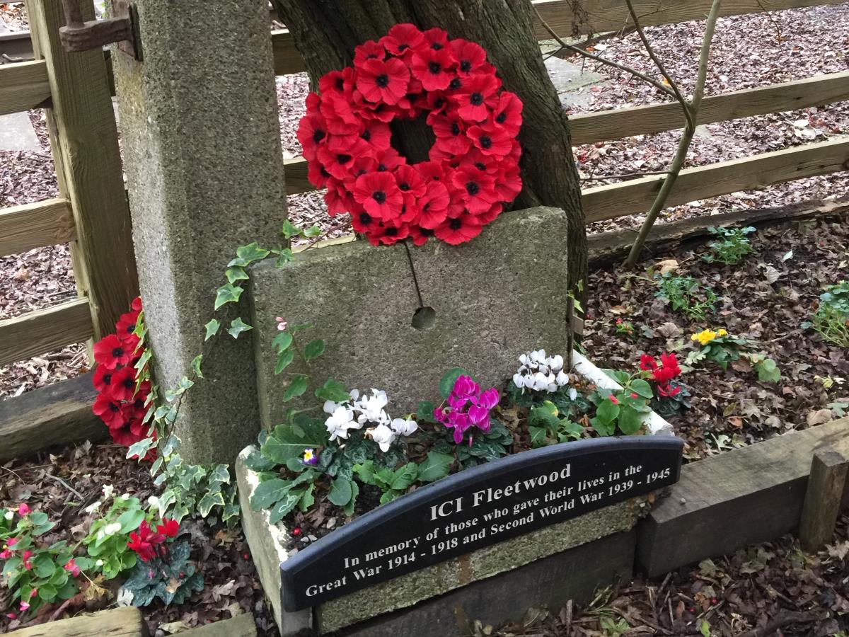 A wreath laid at the ICI memorial at Burn Naze.