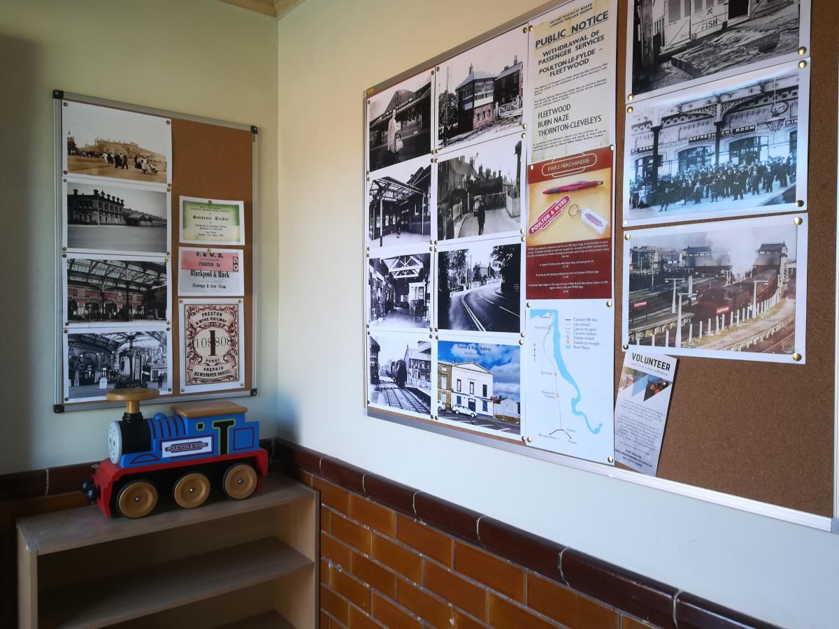 Thornton Station ticket office information boards.