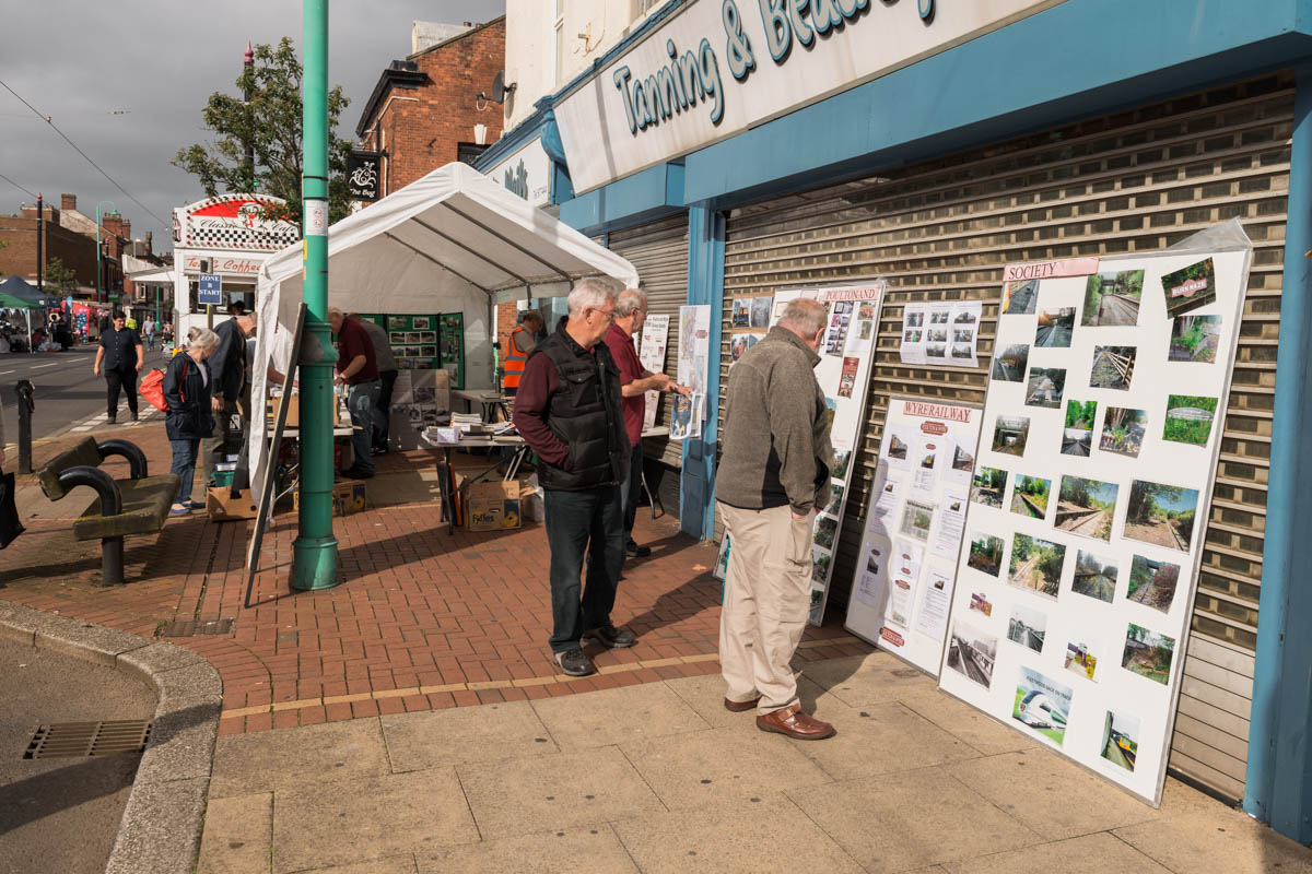 Information boards at the PWRS Tram Sunday stall.